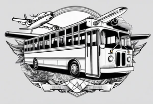 A bus with airplane wings tattoo idea