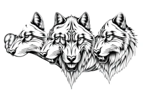 Powerful and majestic wolfs with stripes tattoo idea
