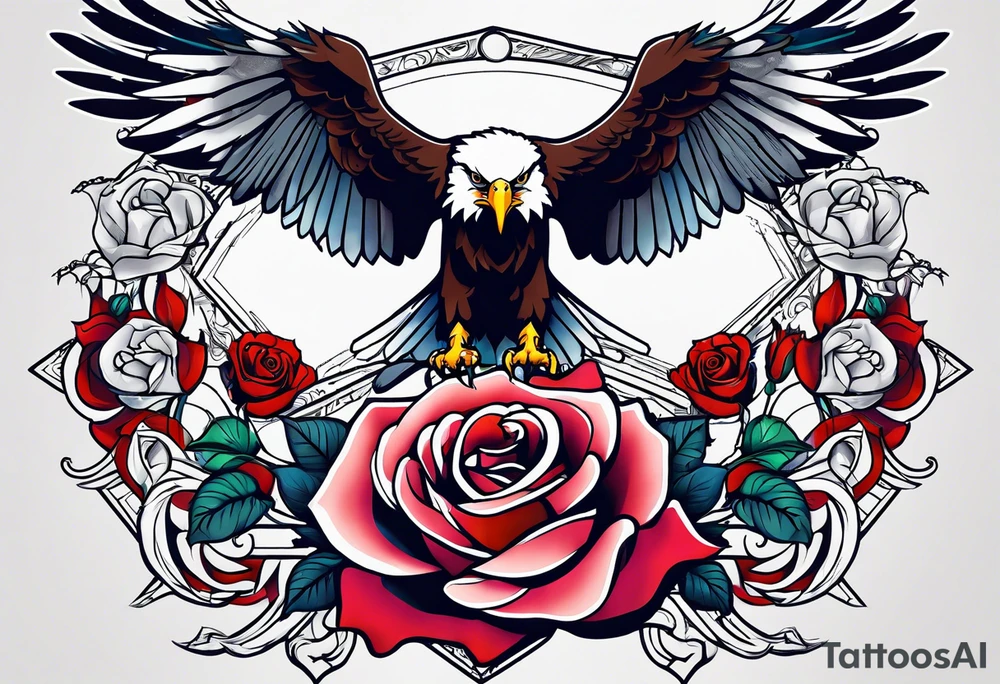 eagle, rose, clock , love tattoo idea