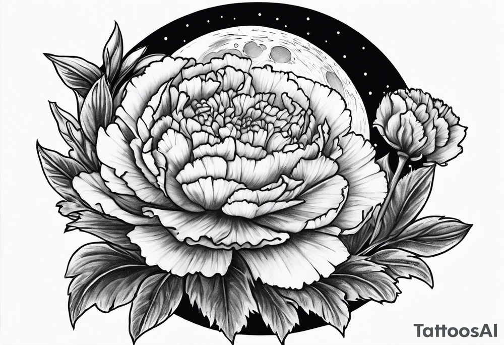 Full moon carnations tattoo idea