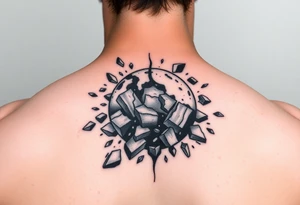 A shattered earth some pieces are crumbling off the Earth tattoo idea