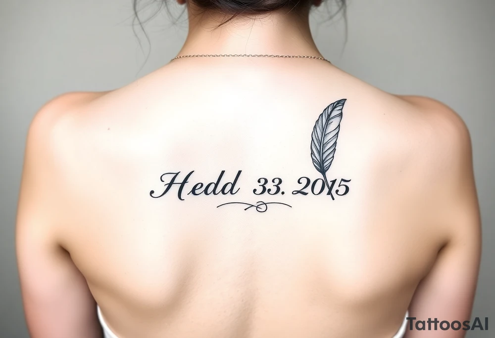 An open book with a quill writing the wedding date tattoo idea