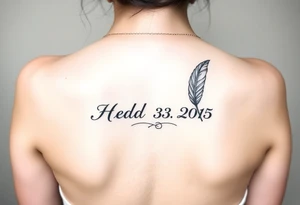 An open book with a quill writing the wedding date tattoo idea