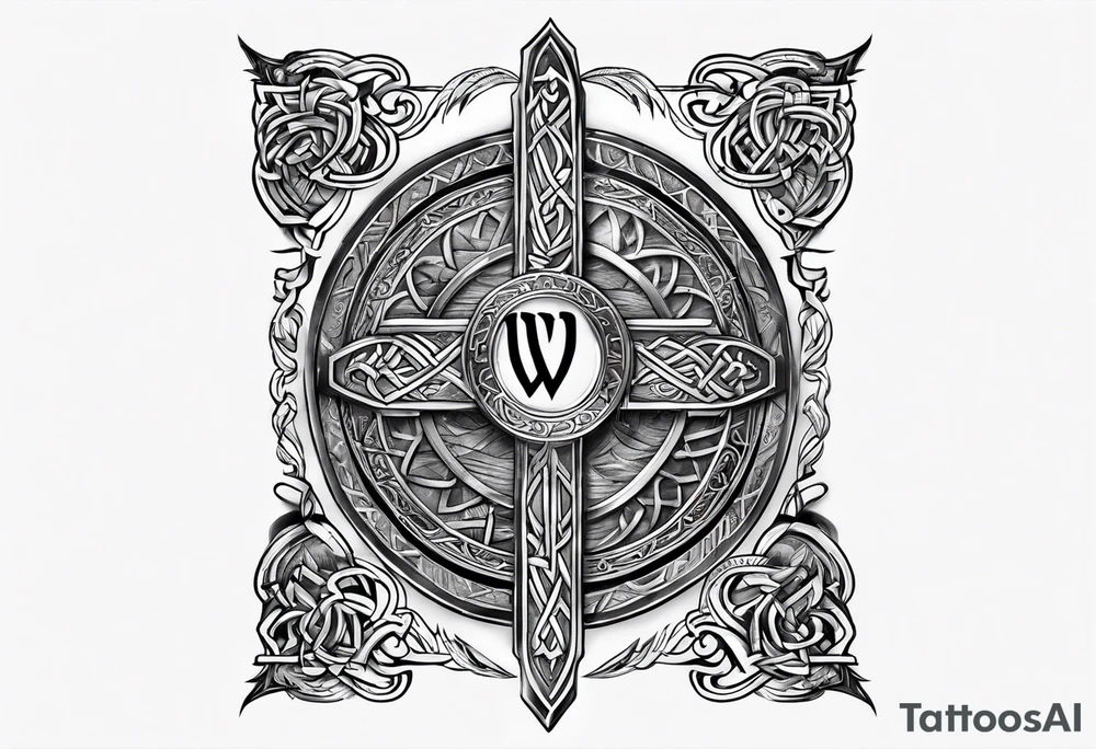 Nordic rune of viking warriors  in latters tattoo idea
