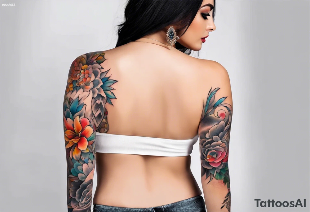 Full leg tattoo sleeve square tattoo idea