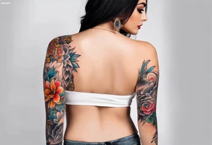 Full leg tattoo sleeve square tattoo idea