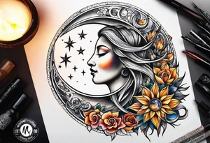 moon and sun tattoo idea