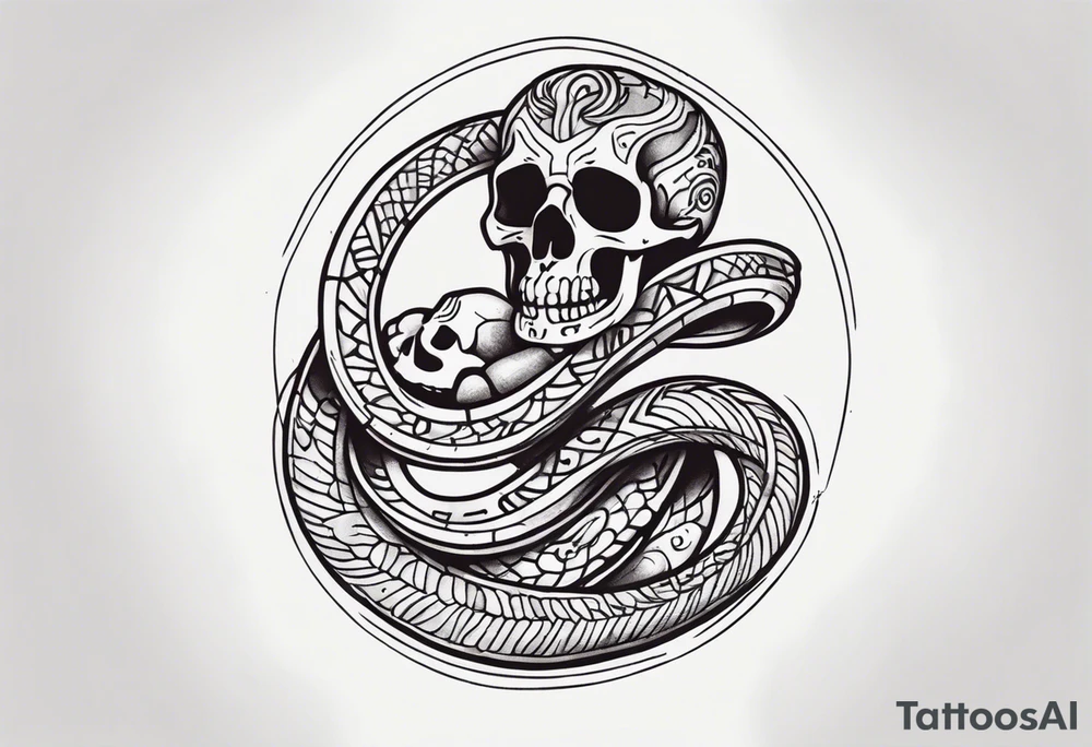 Skeleton inside snake tattoo idea