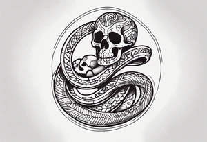 Skeleton inside snake tattoo idea