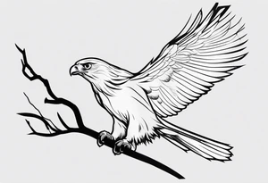 Hawk taking off from breaking branch tattoo idea