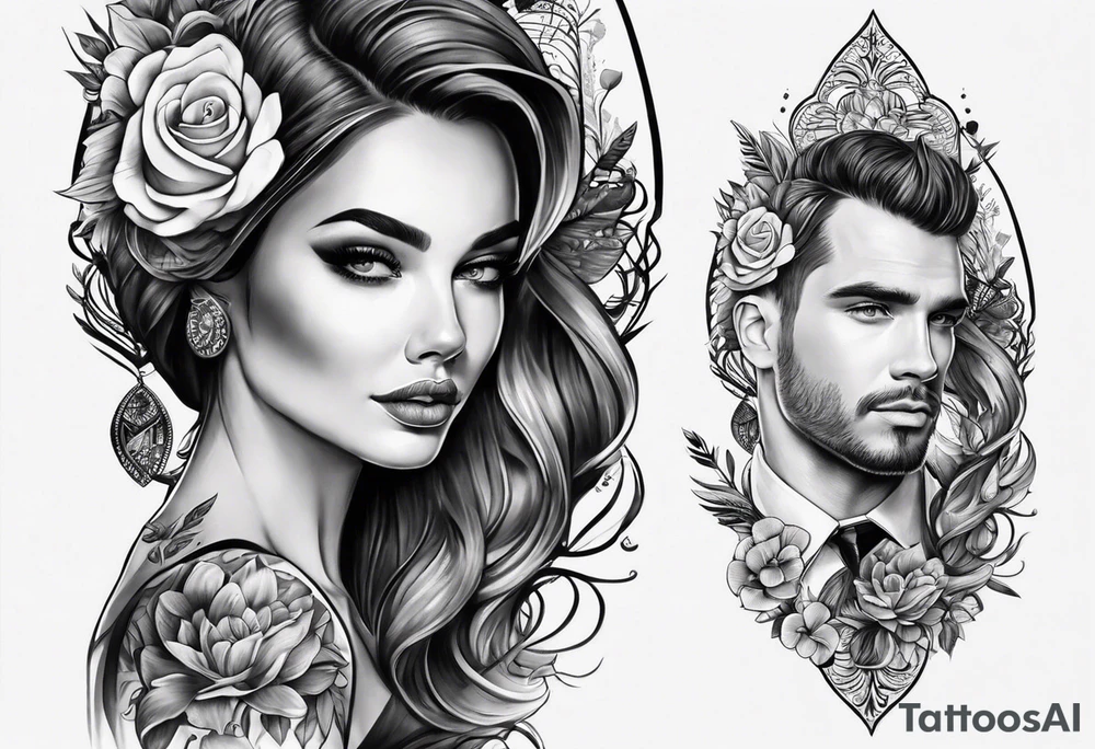 husband and wife tattoo with fingerprints tattoo idea