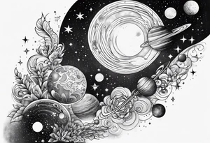 Stars and planets sleeve tattoo idea
