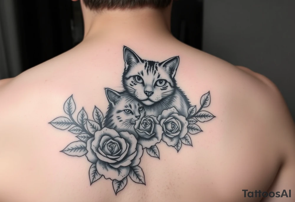 Memorial for grandma who loved cats , roses and gambling tattoo idea