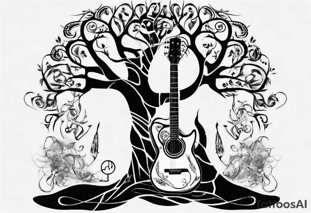 DNA science guitar piano, music. tree of life tattoo idea