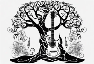 DNA science guitar piano, music. tree of life tattoo idea