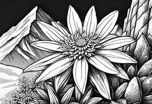 Edelweiss flower on a mountain tattoo idea