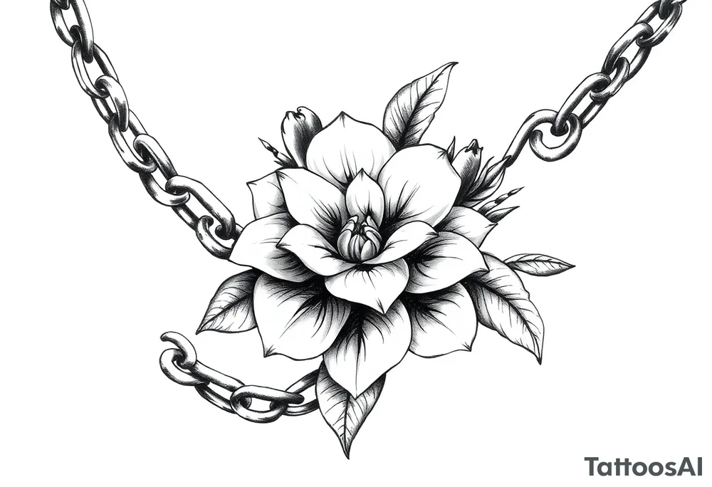 Chain and flower inside tattoo idea