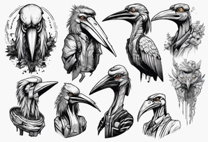 Cyberpunk Shoebill tattoo idea