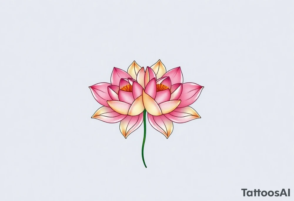 A pair of intertwined white and pink water lilies, with golden highlights on the petals, representing the harmony of two souls coming together in love tattoo idea