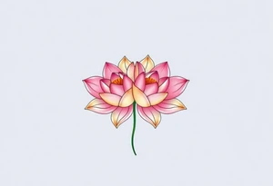 A pair of intertwined white and pink water lilies, with golden highlights on the petals, representing the harmony of two souls coming together in love tattoo idea