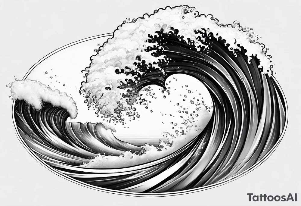 wave with "come what may" written underneath in cursive for forearm tattoo idea