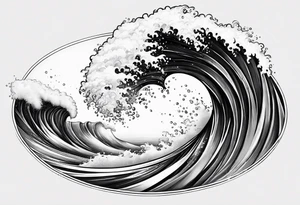 wave with "come what may" written underneath in cursive for forearm tattoo idea