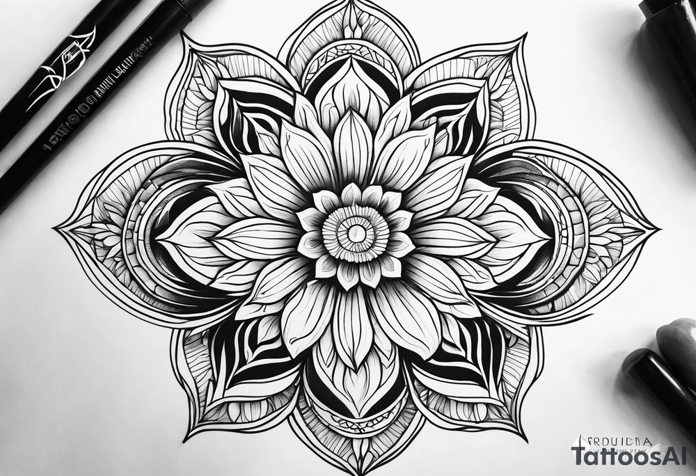 Forearm mandala design for Virgo zodiac sign and tulips tattoo idea