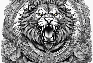 Valhalla sword shield  axe lion dragon 
Valknut  ruins tattoo idea