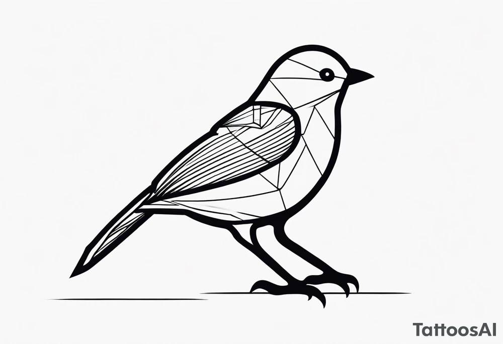 Minimal lines Black and white blue bird outline tattoo idea