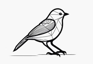 Minimal lines Black and white blue bird outline tattoo idea