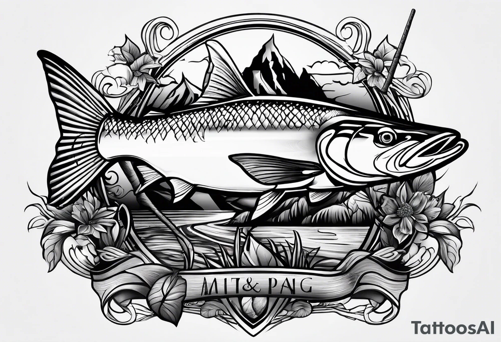 hunting and fishing tattoo idea