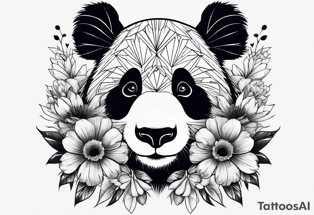 Punk Panda with flowers tattoo idea