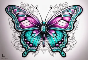 Purple Teal and Pink butterfly tattoo idea