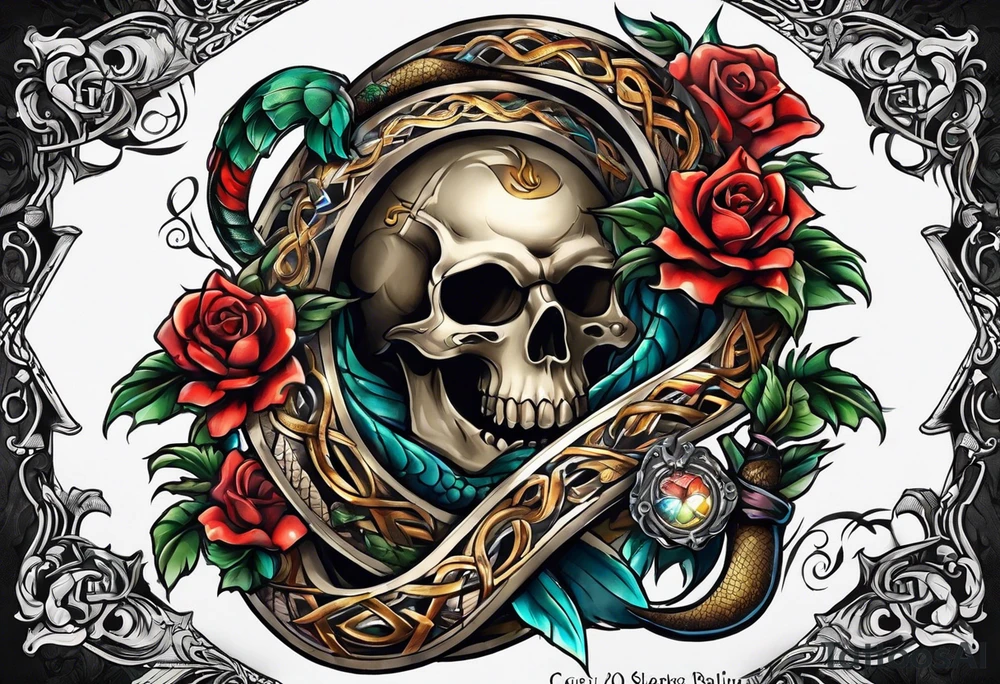 Cross and serpent tattoo idea