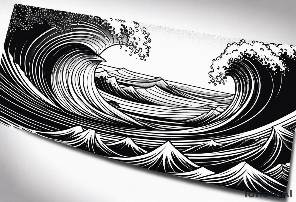 Waves sea beach sky for whole arm sleeve tattoo idea