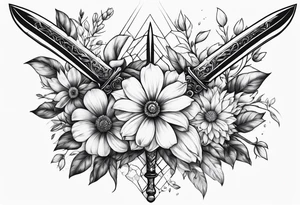 snsword shattering into flower tattoo idea