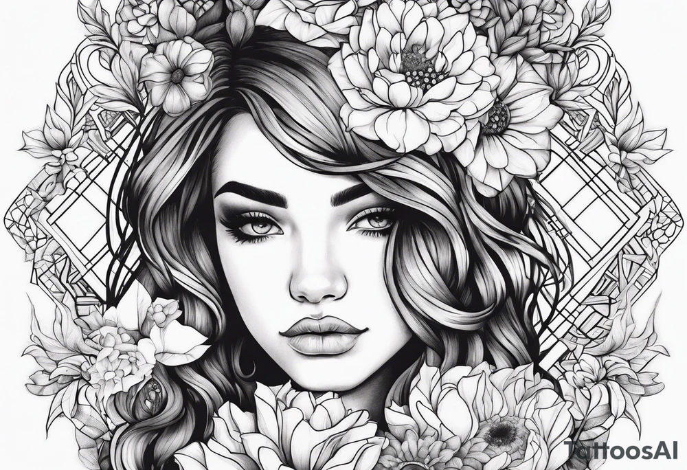 Flowers, Leo, girl with scrabble brain tattoo idea