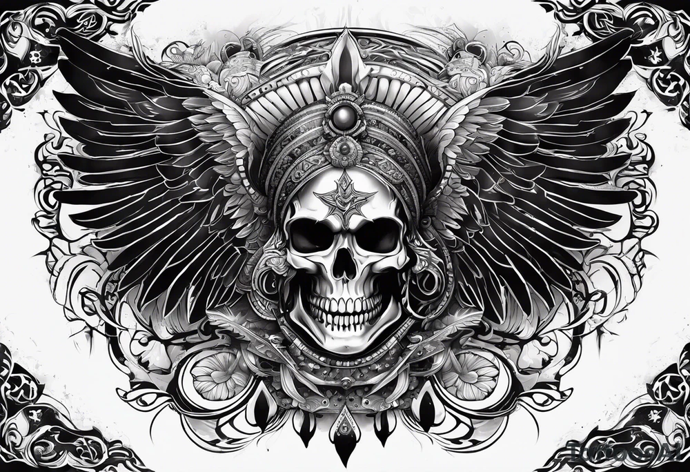 black kali, goddess pirate, alien, pachamama, valkrye, warrior, skull, lotus azul, wing, eagle, zenza resonance, stars, 5D tattoo idea