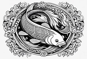 Koi fish with tribal background tattoo idea