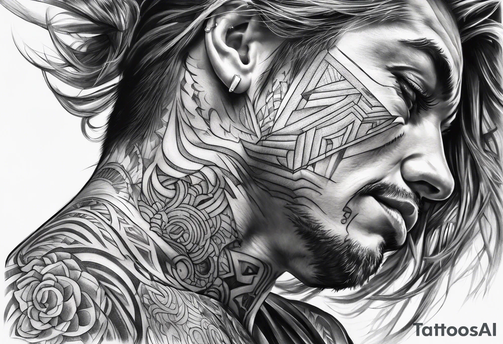 protruding extreme pain elbow fragmented tattoo idea