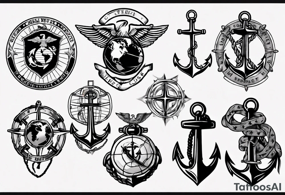 Cross with marine corps eagle globe and anchor tattoo idea