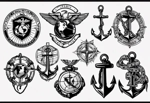 Cross with marine corps eagle globe and anchor tattoo idea