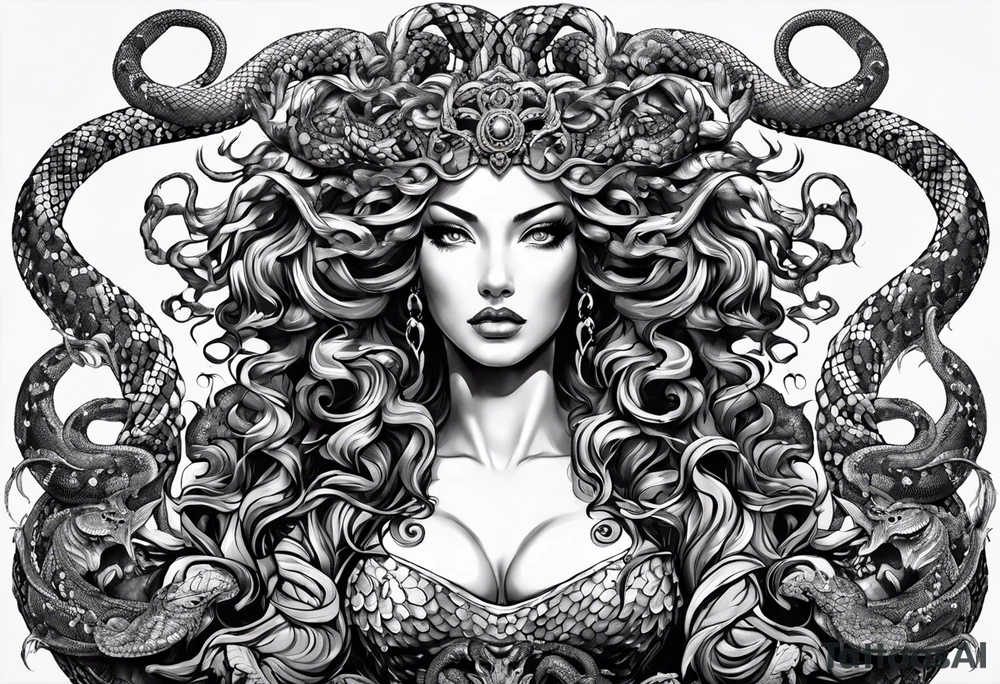 Medusa gorgon, snakes instead of hair, like stone tattoo idea