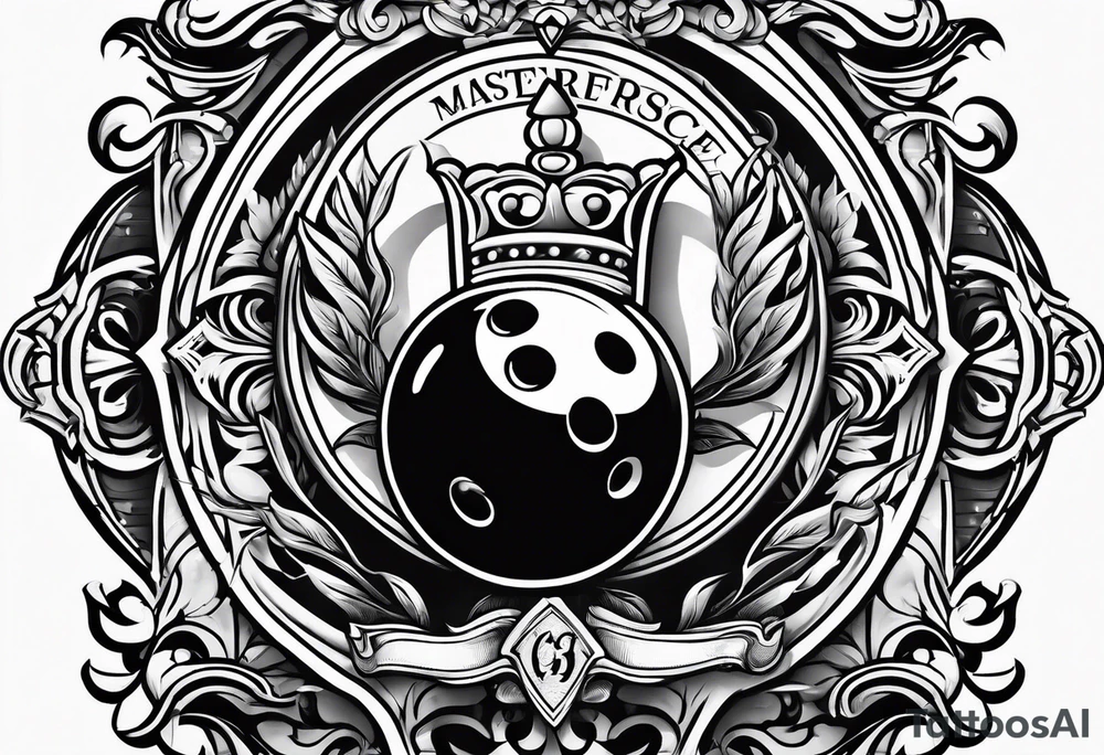 Bowling theme and family crest tattoo idea