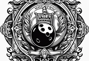 Bowling theme and family crest tattoo idea