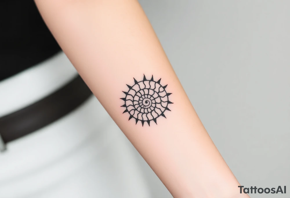 Fibonacci spiral shell sun tattoo idea