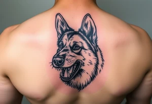German Shepherd snarling and looking angry. tattoo idea