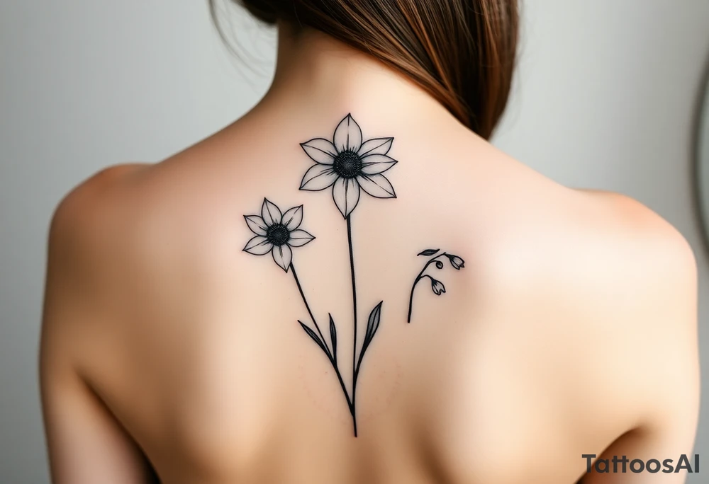 Daisy flower daffodil  flower and lily of the valley tattoo idea