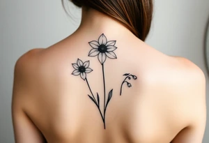 Daisy flower daffodil  flower and lily of the valley tattoo idea