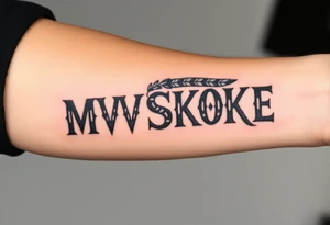 The word “MVSKOKE” shaded with Native American print tattoo idea